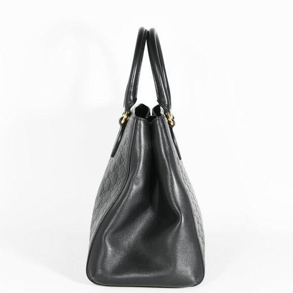 Gucci Soft Guccissima Black Leather Tote Bag Gold Hardware Top Handle Bag - Picture 3 of 12